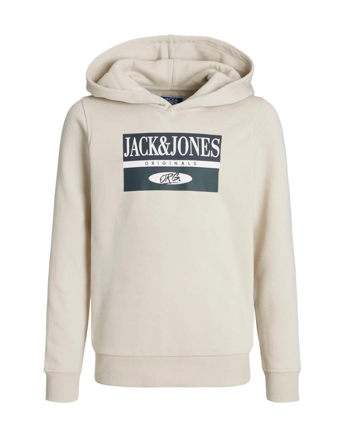 Sudadera Jack&Jones Junior Arthur beige con capucha de niño