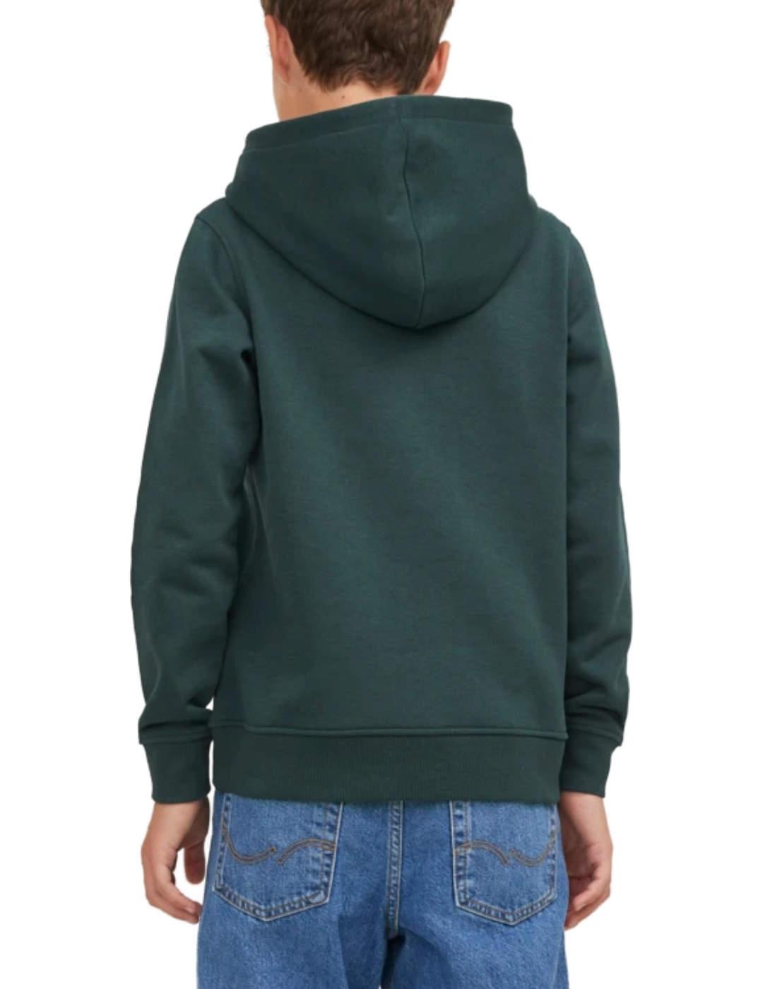 Sudadera Jack&Jones Junior Arthur verde con capucha de niño