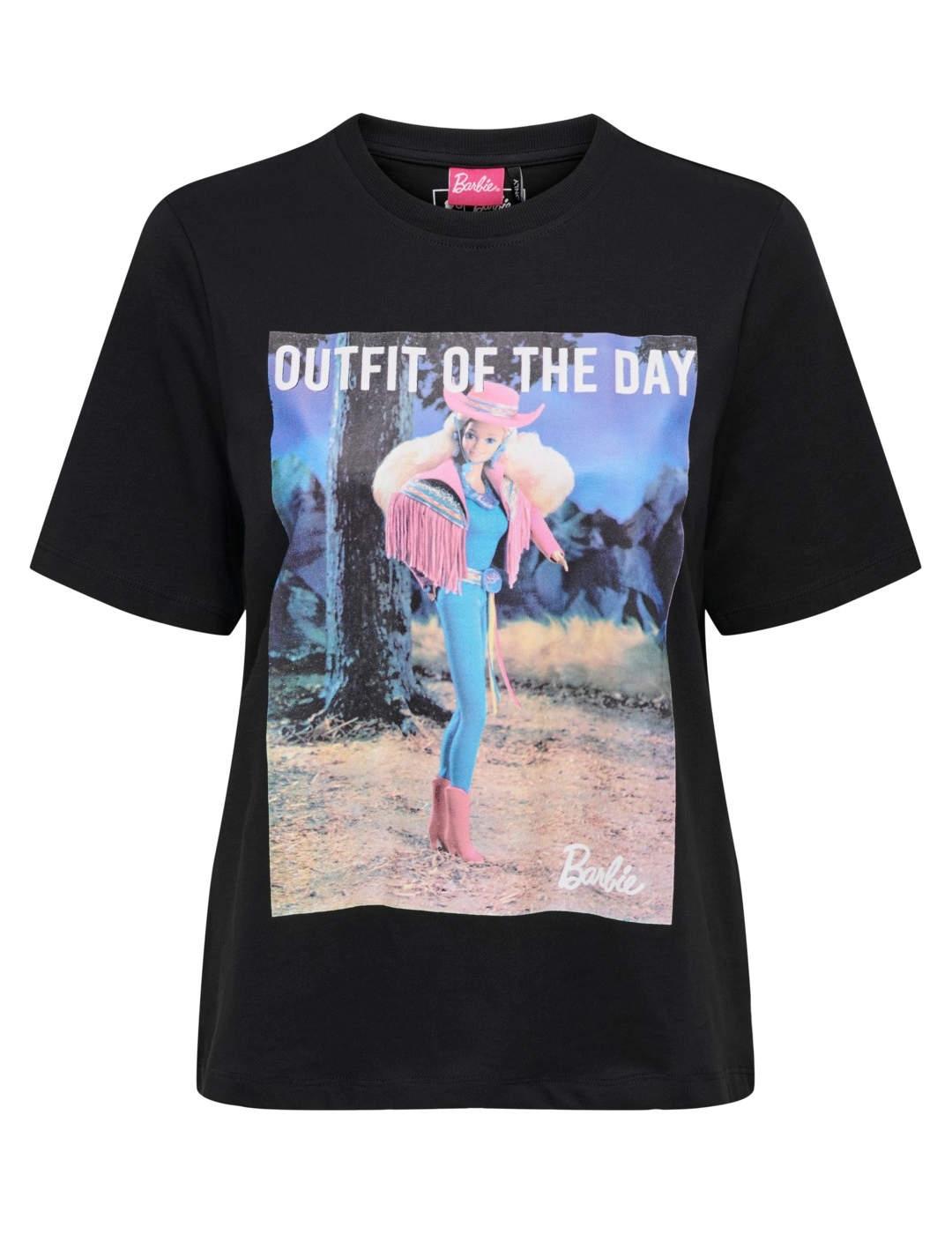 Camiseta Only Barbie negro manga corta para mujer