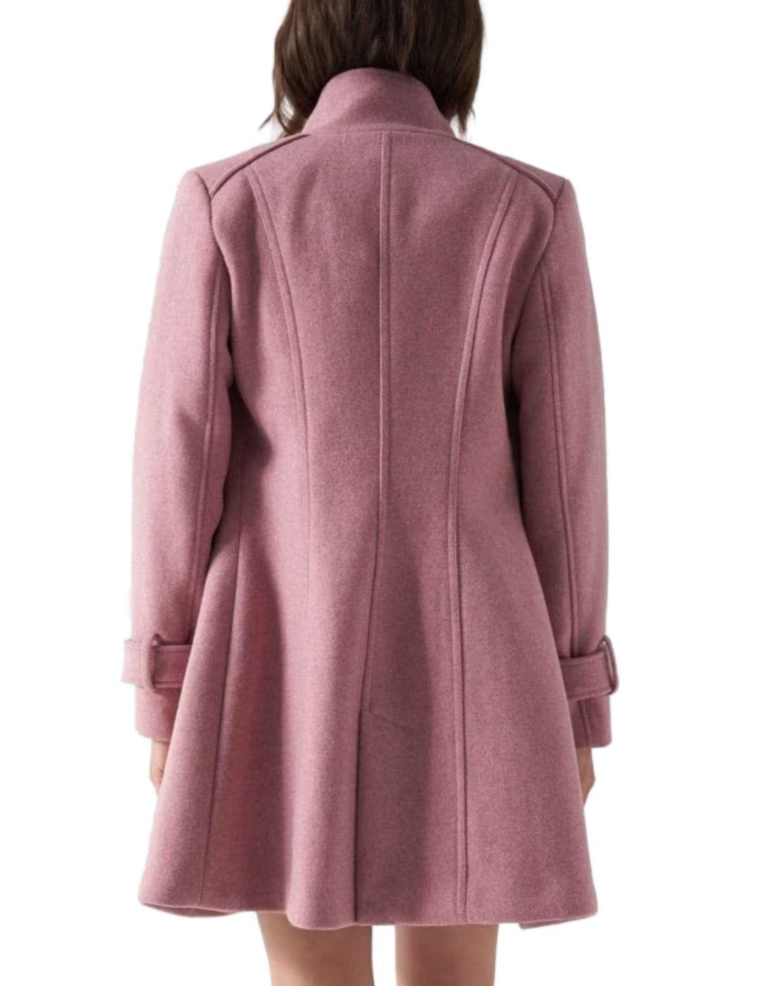 Abrigo Salsa de paño largo rosa de mujer