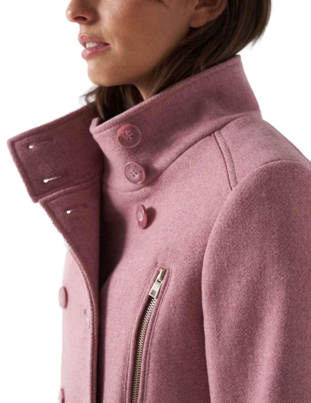 Abrigo Salsa de paño largo rosa de mujer