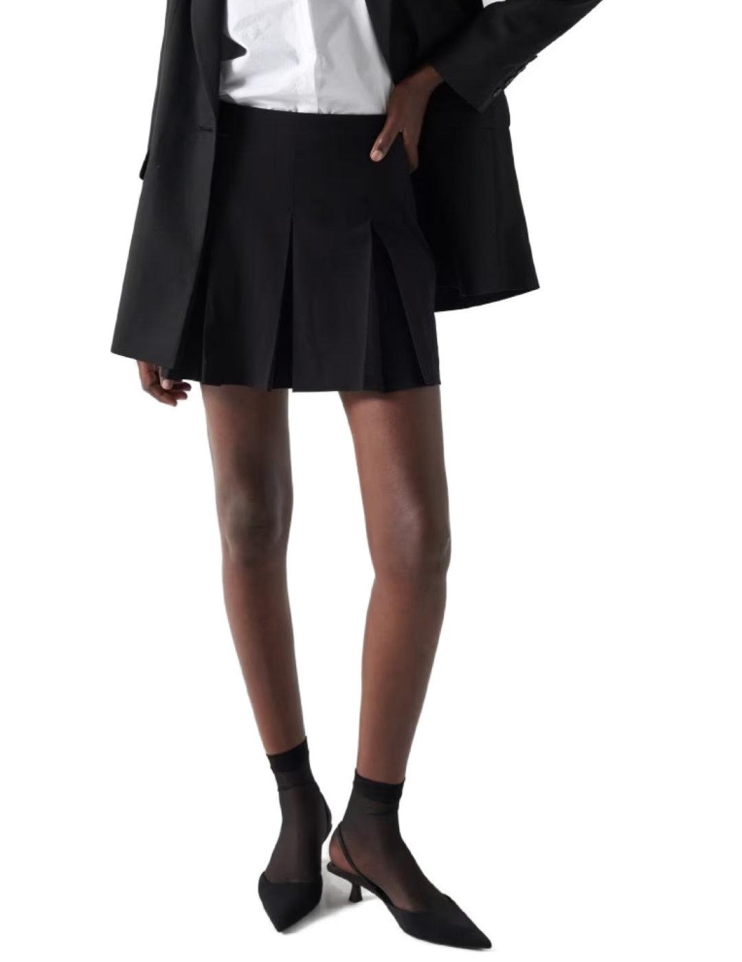 Falda Salsa mini tablas negra cremallera invisible de mujer