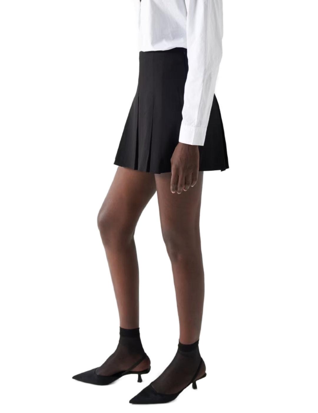 Falda Salsa mini tablas negra cremallera invisible de mujer