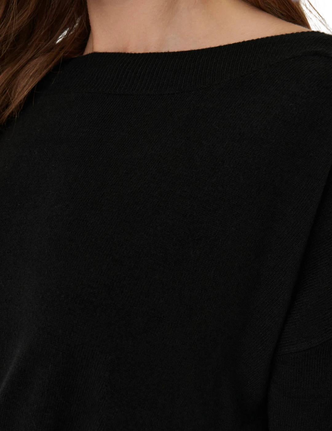 Jersey Only Amalia negro ancho cuello barco para mujer