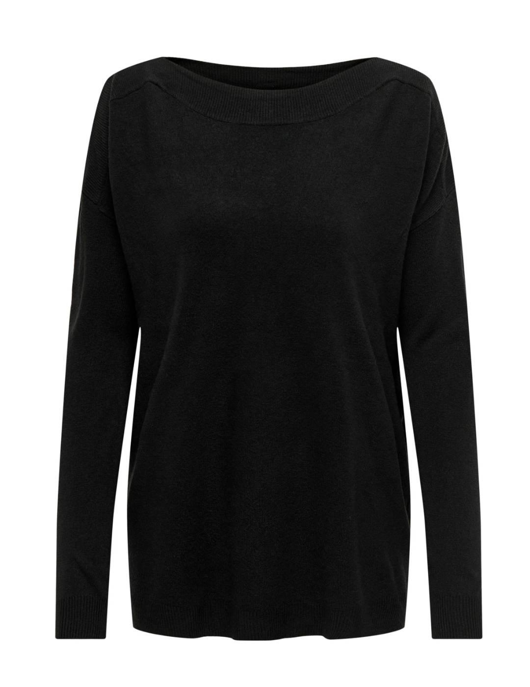Jersey Only Amalia negro ancho cuello barco para mujer