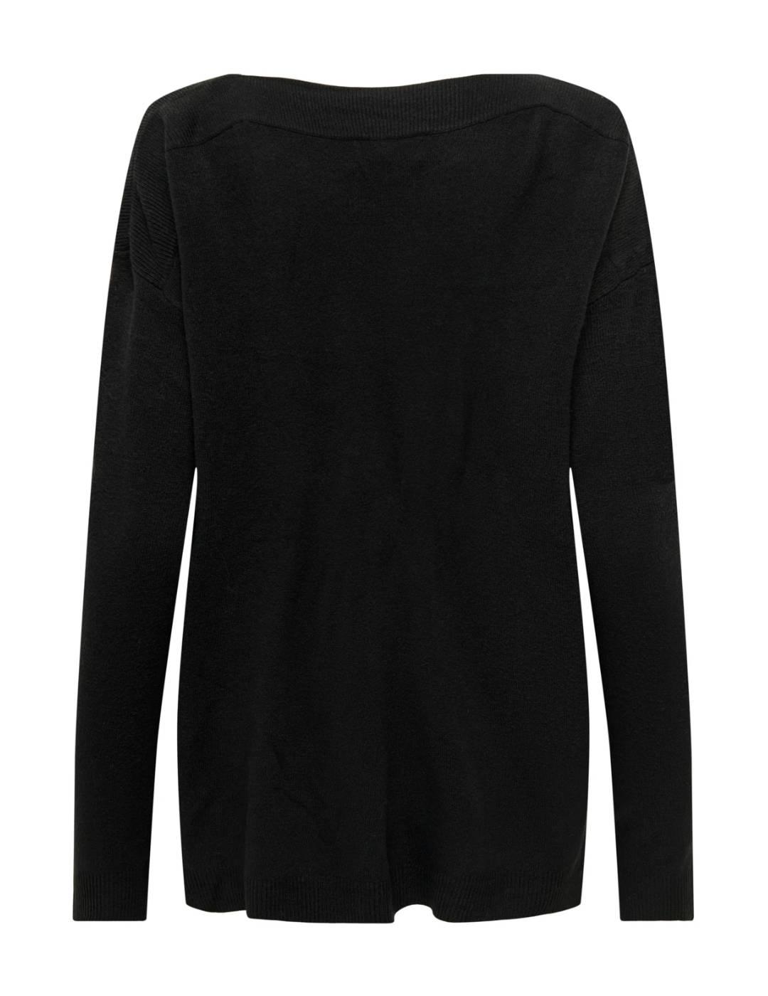 Jersey Only Amalia negro ancho cuello barco para mujer