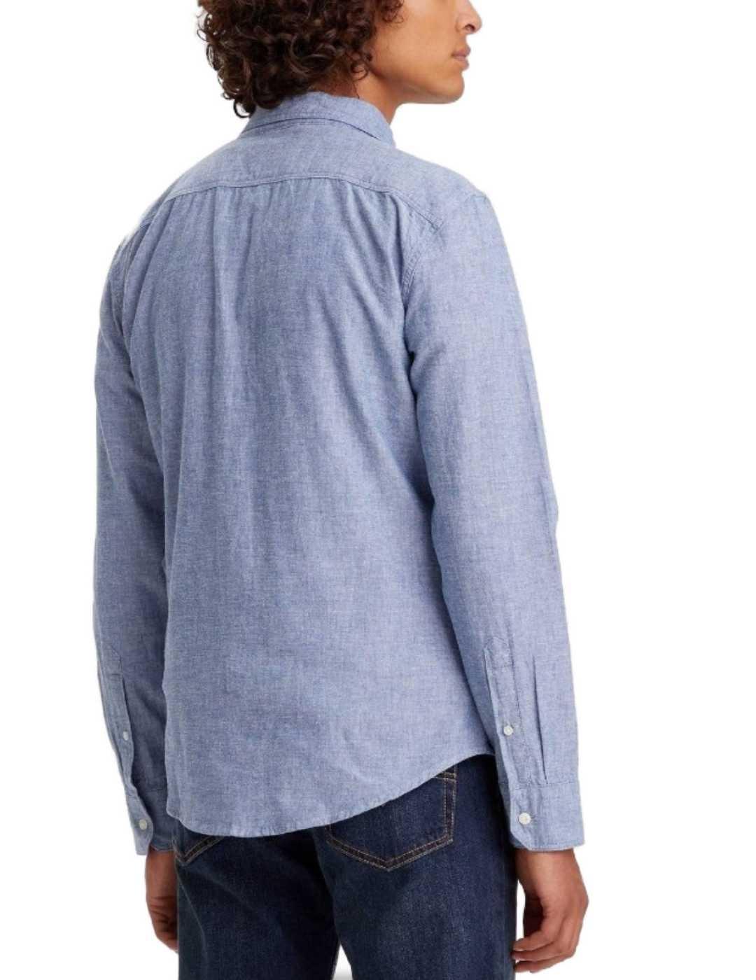Camisa Levi´s manga larga azul jaspeado de hombre