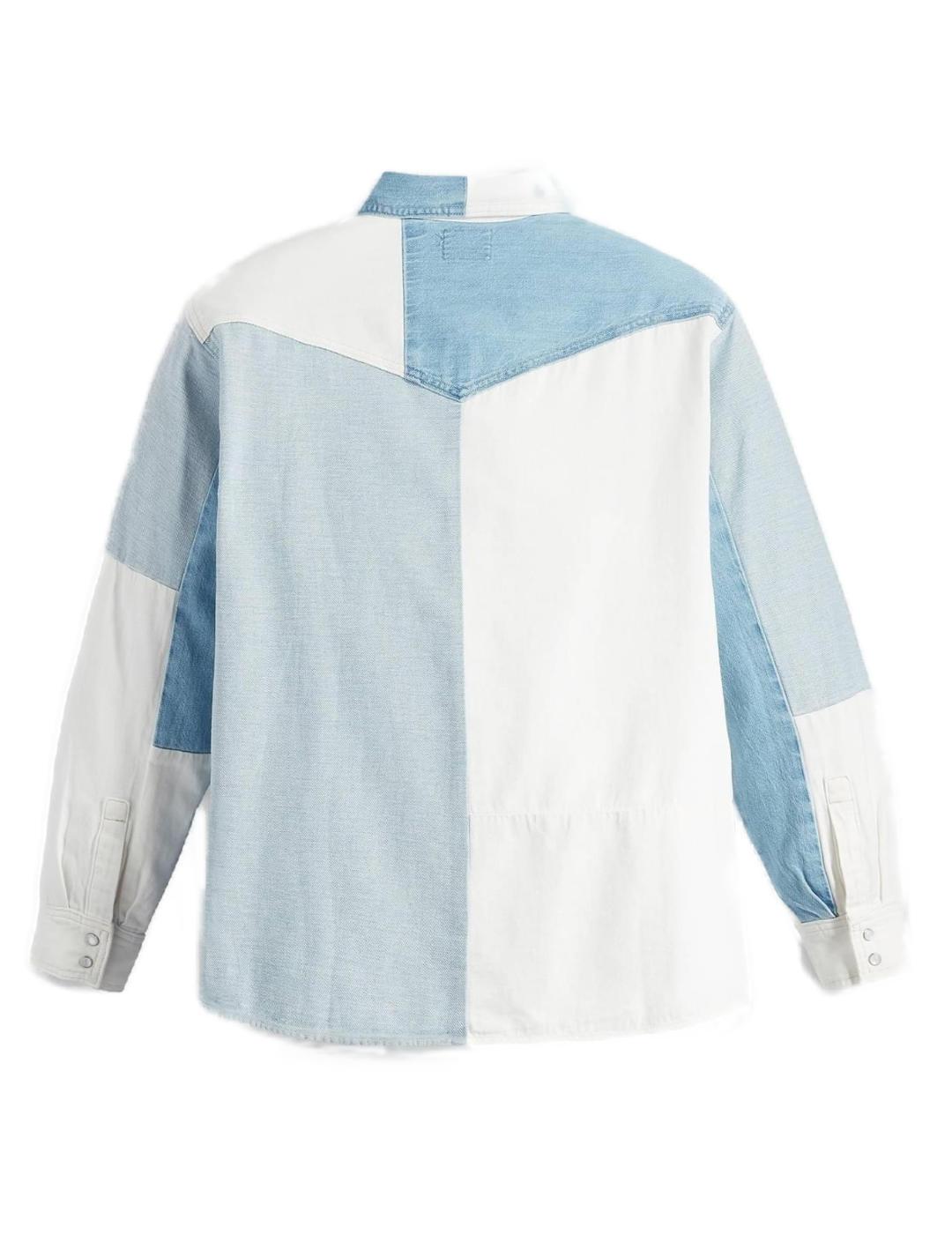 Camisa Levi´s manga larga vaquera patchwork blanco de mujer
