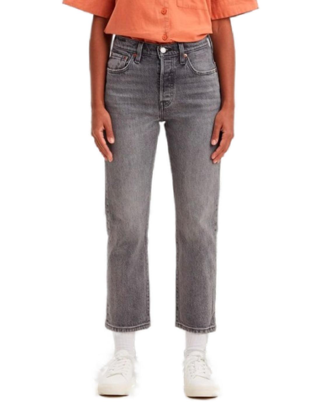 Pantalón vaquero Levi's 501 cropped gris desgastado de mujer