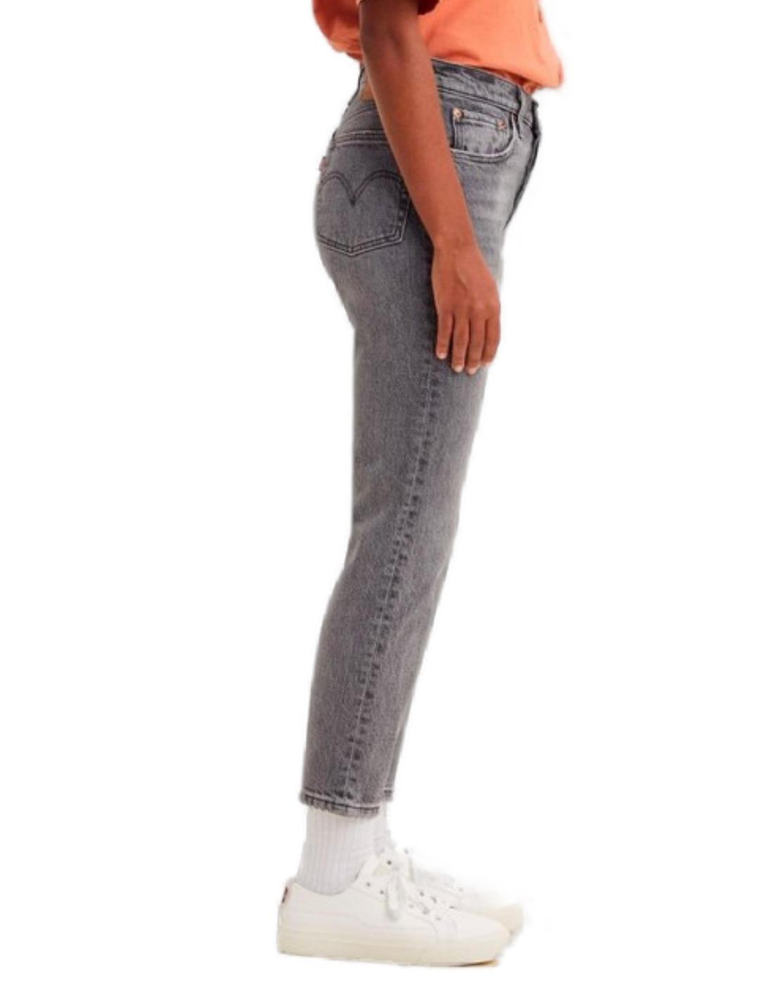 Pantalón vaquero Levi's 501 cropped gris desgastado de mujer