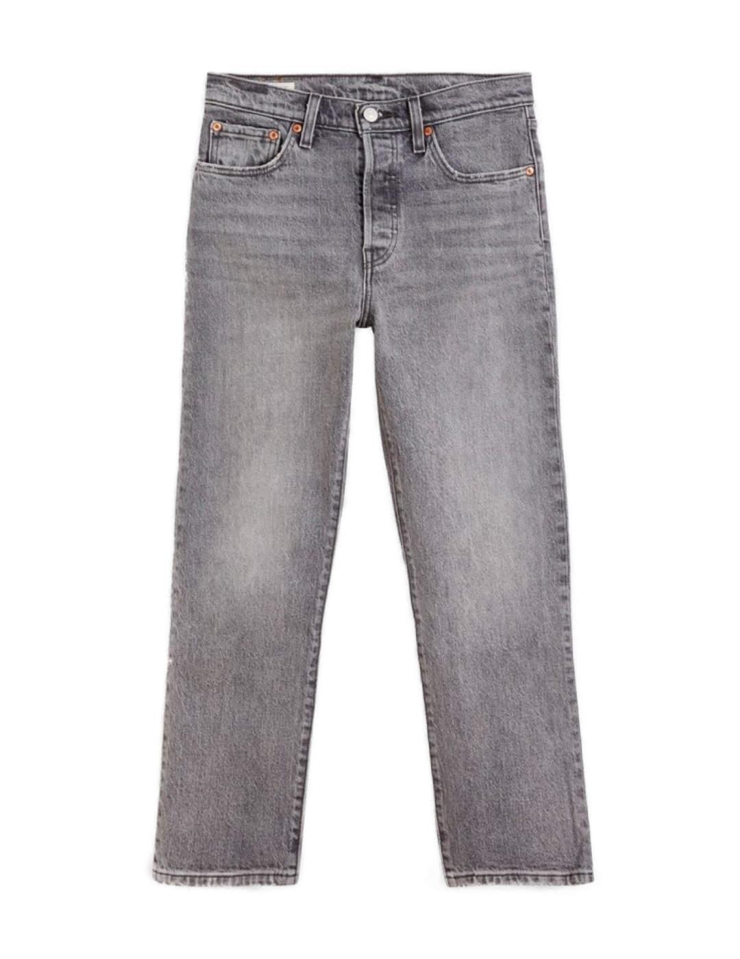 Pantalón vaquero Levi's 501 cropped gris desgastado de mujer