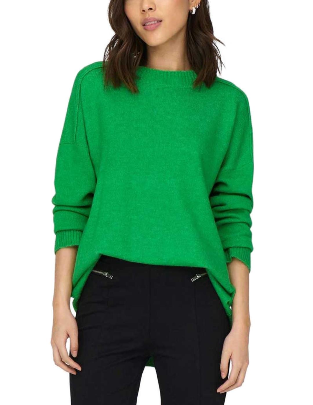 Jersey largo Only Emilia verde jaspeado para mujer