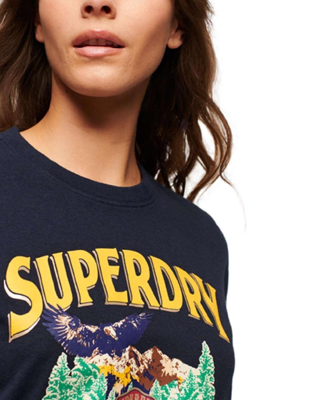 Camiseta Superdry Travel azul marino manga corta para mujer