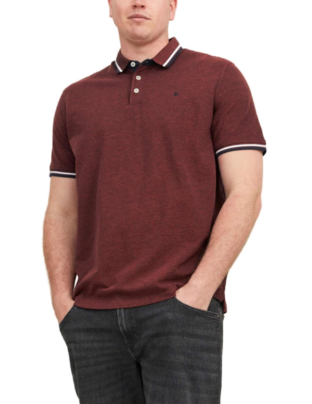 Polo Jack&Jones Plus Paulos granate manga corta de hombre