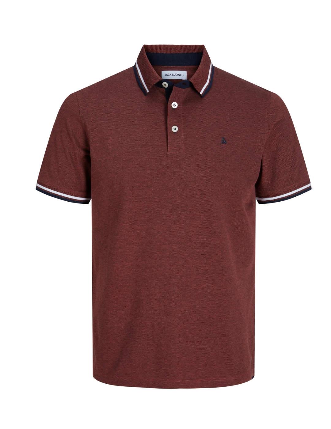 Polo Jack&Jones Plus Paulos granate manga corta de hombre