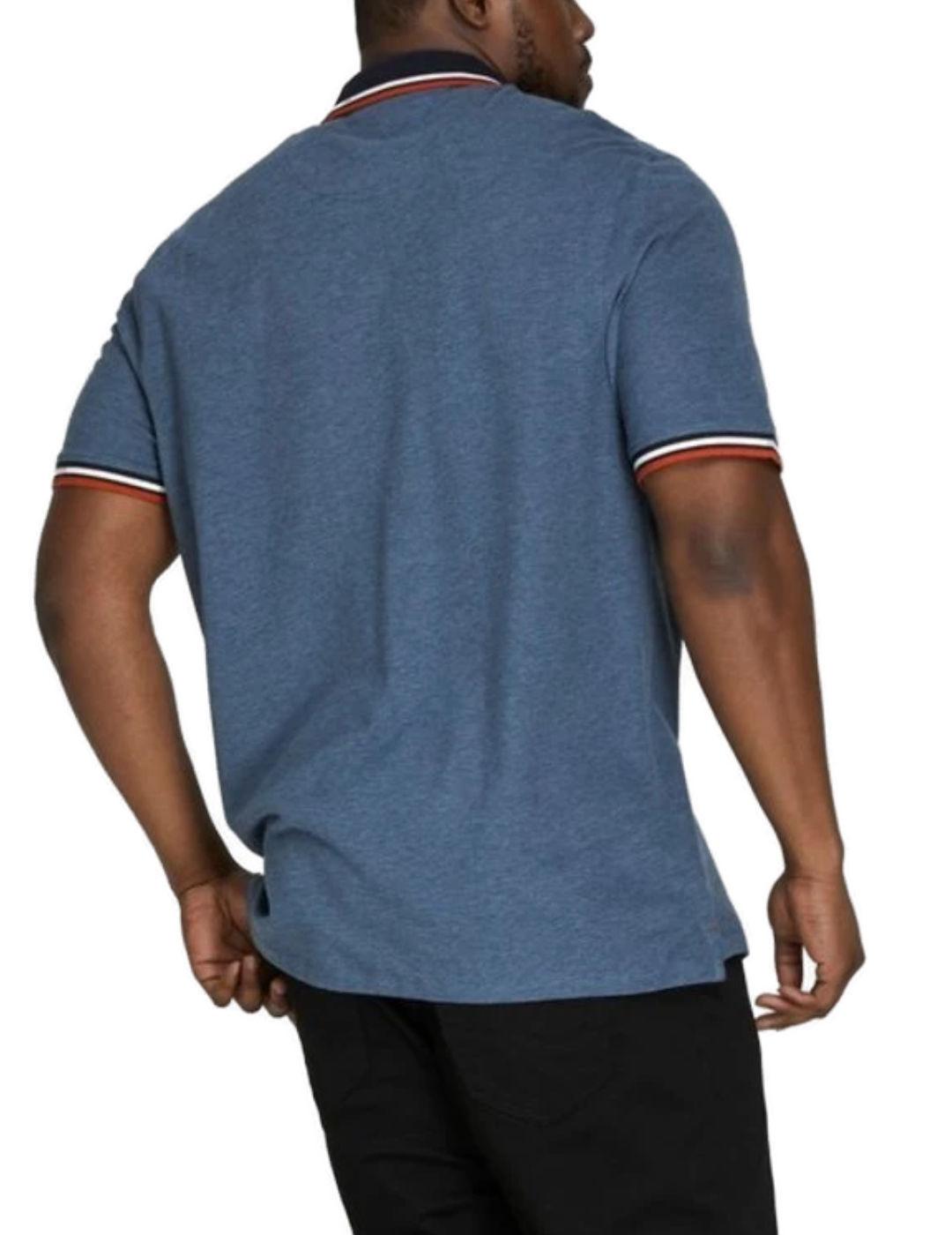 Polo Jack&Jones Plus Paulos azul manga corta de hombre