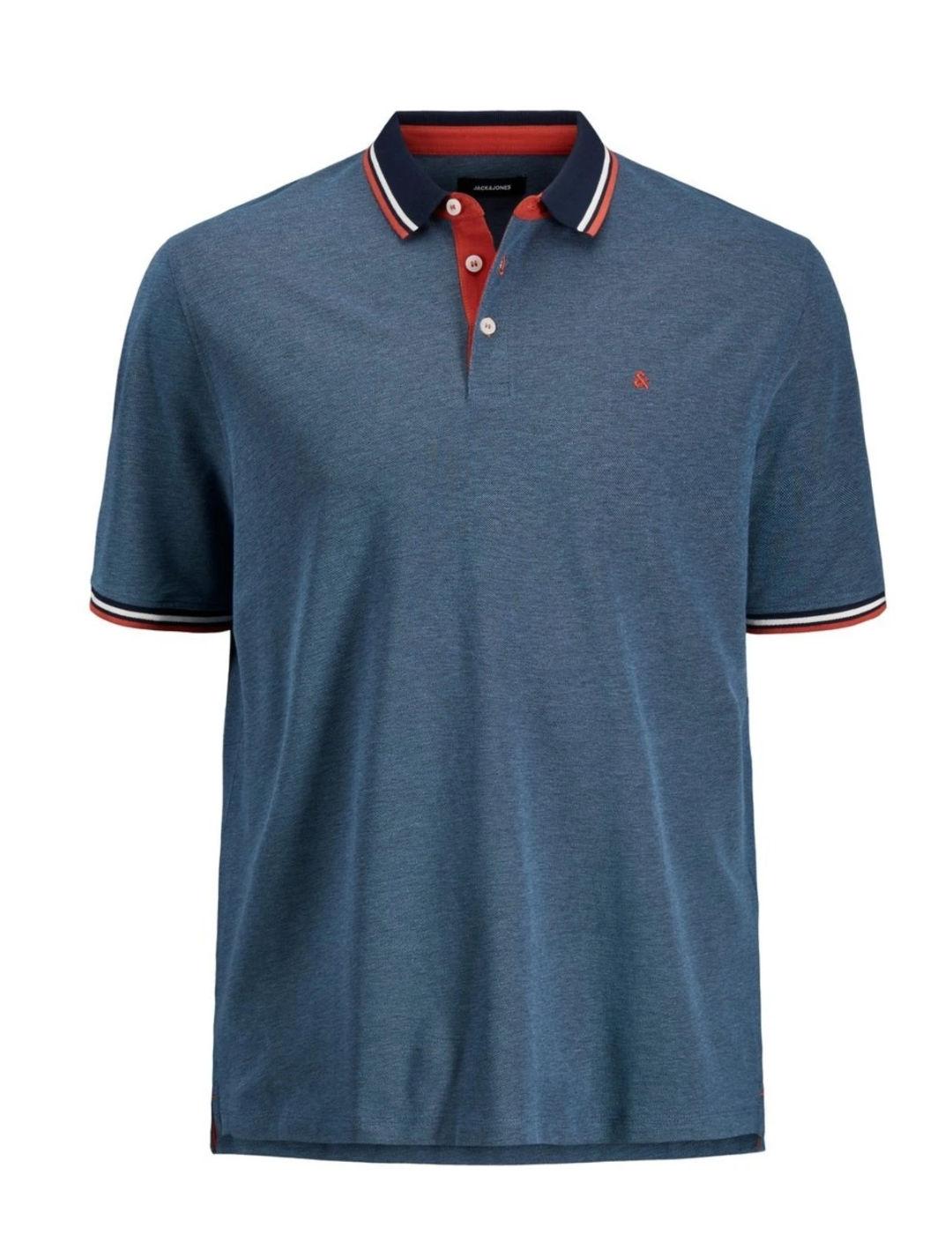 Polo Jack&Jones Plus Paulos azul manga corta de hombre