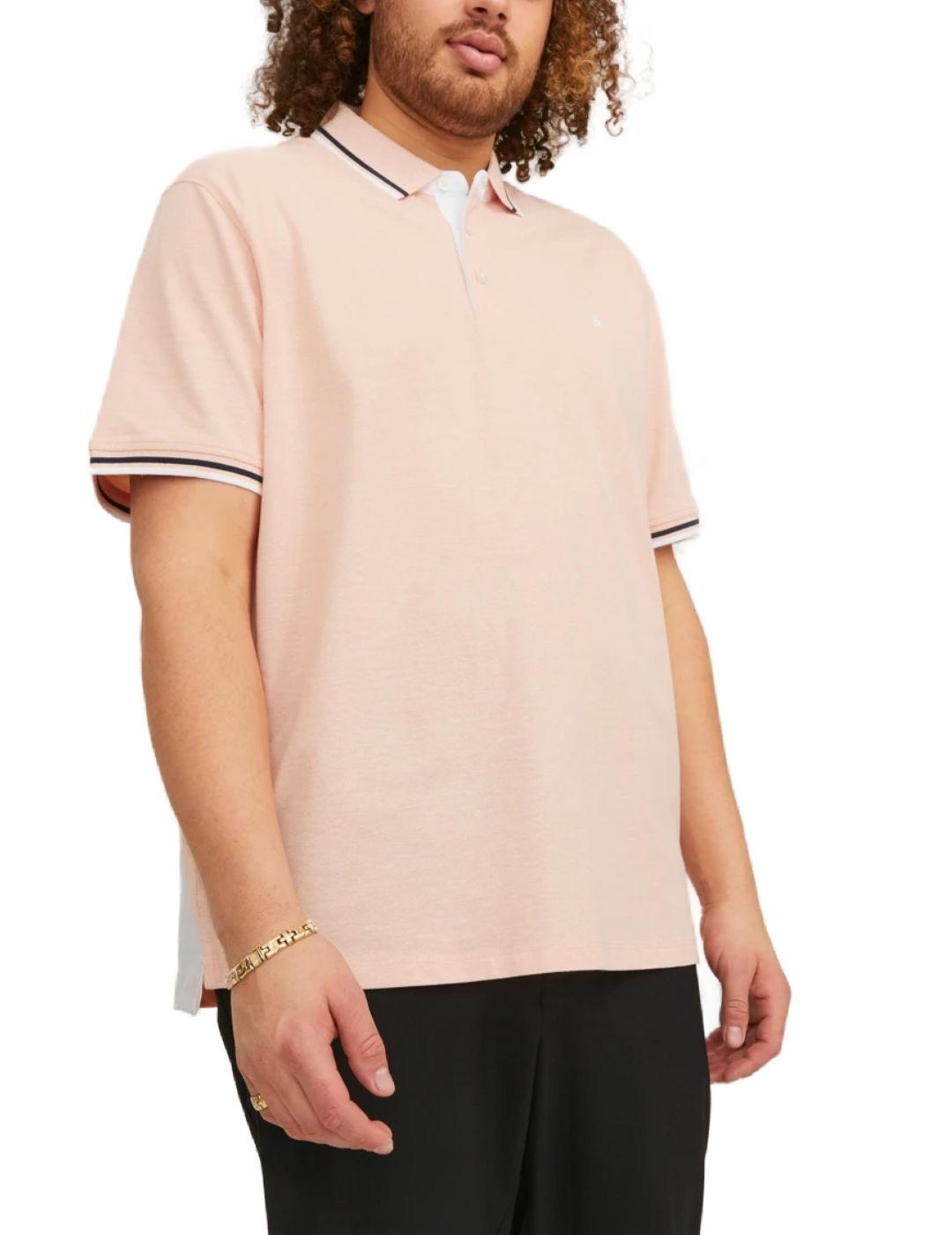 Polo Jack&Jones Plus Paulos coral manga corta de hombre