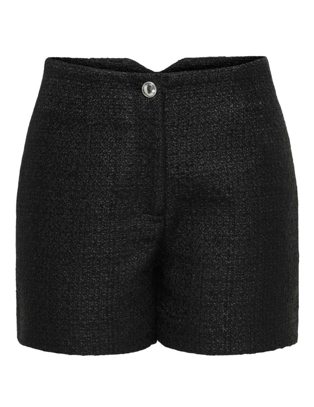 Pantalón corto Only Avery tejido tweed negro de mujer
