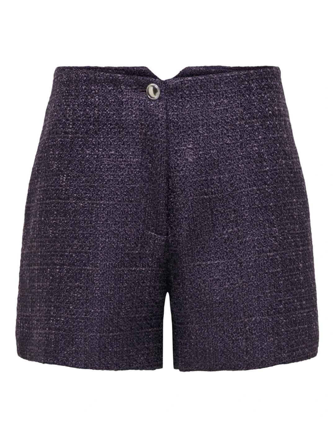 Pantalón corto Only Avery tejido tweed morado de mujer