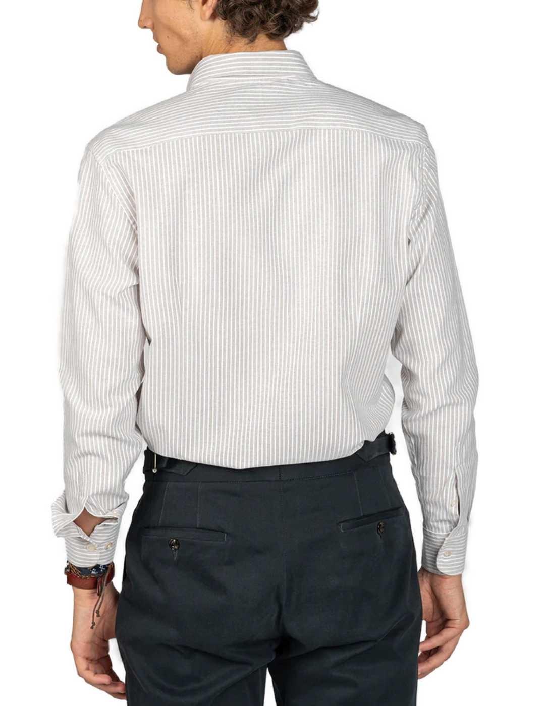 Camisa Harper Logan a rayas blanca/verde militar para hombre