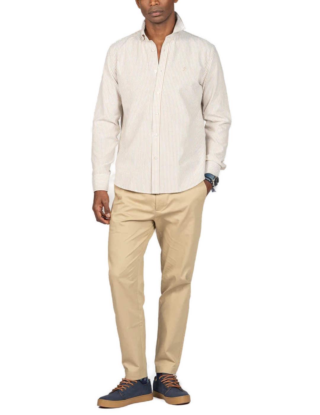 Camisa Harper Logan beige cuello italiano para hombre