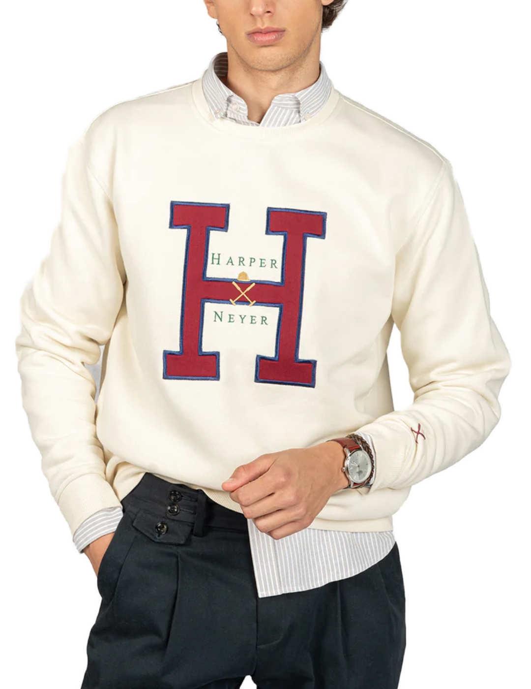Sudadera Harper Harvard crudo 'H' bordada para hombre