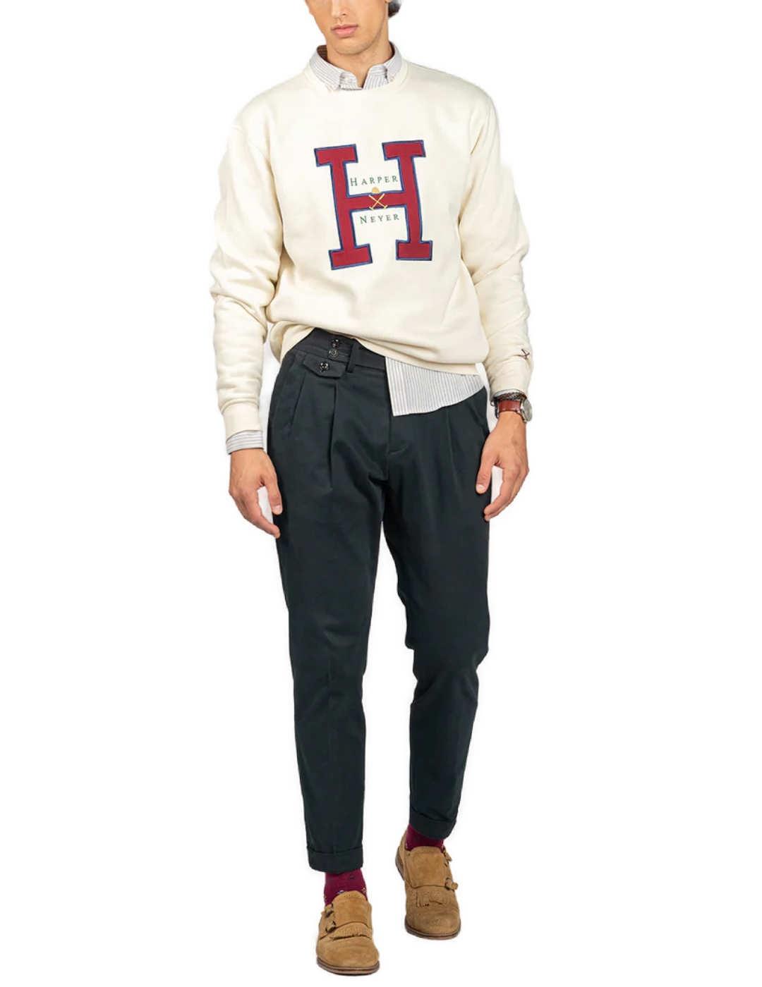 Sudadera Harper Harvard crudo 'H' bordada para hombre