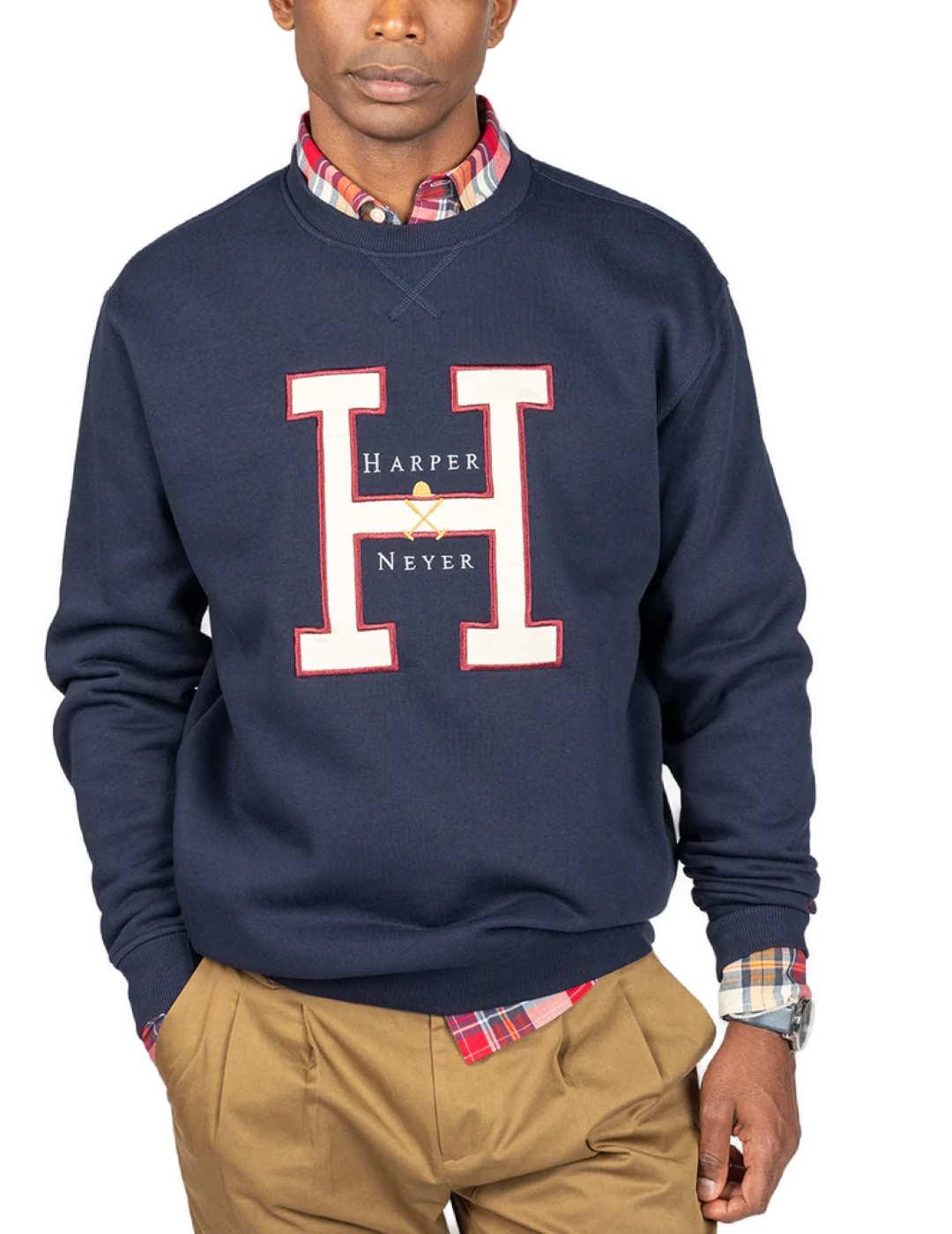 Sudadera Harper Harvard azul marino con'H'bordada de hombre
