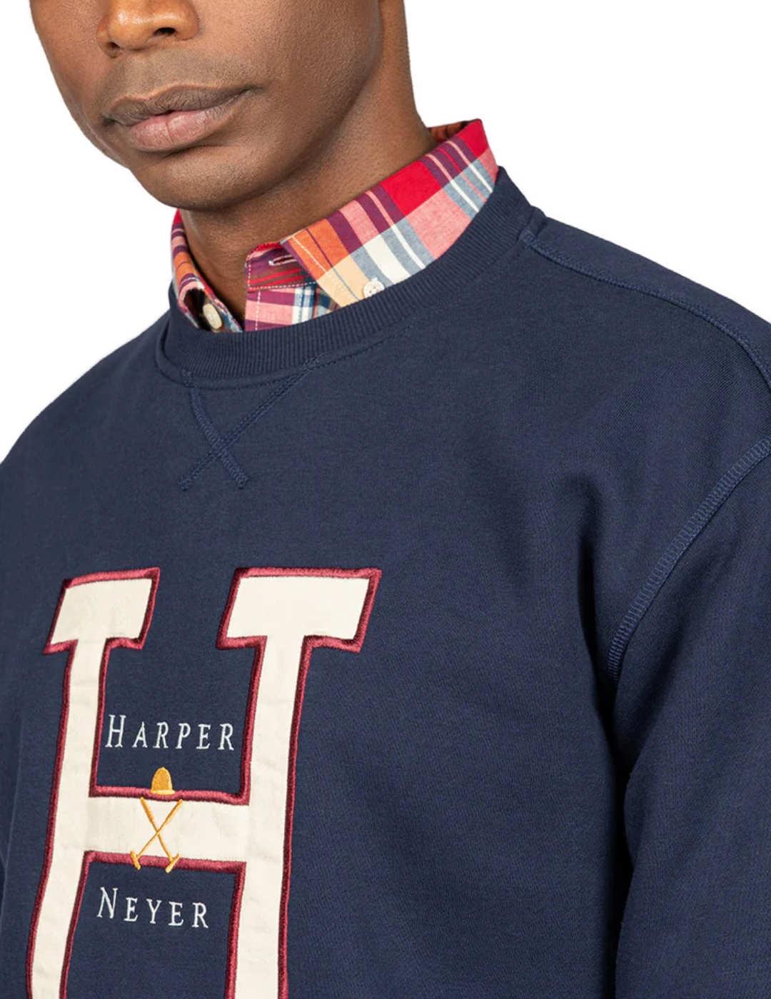 Sudadera Harper Harvard azul marino con'H'bordada de hombre