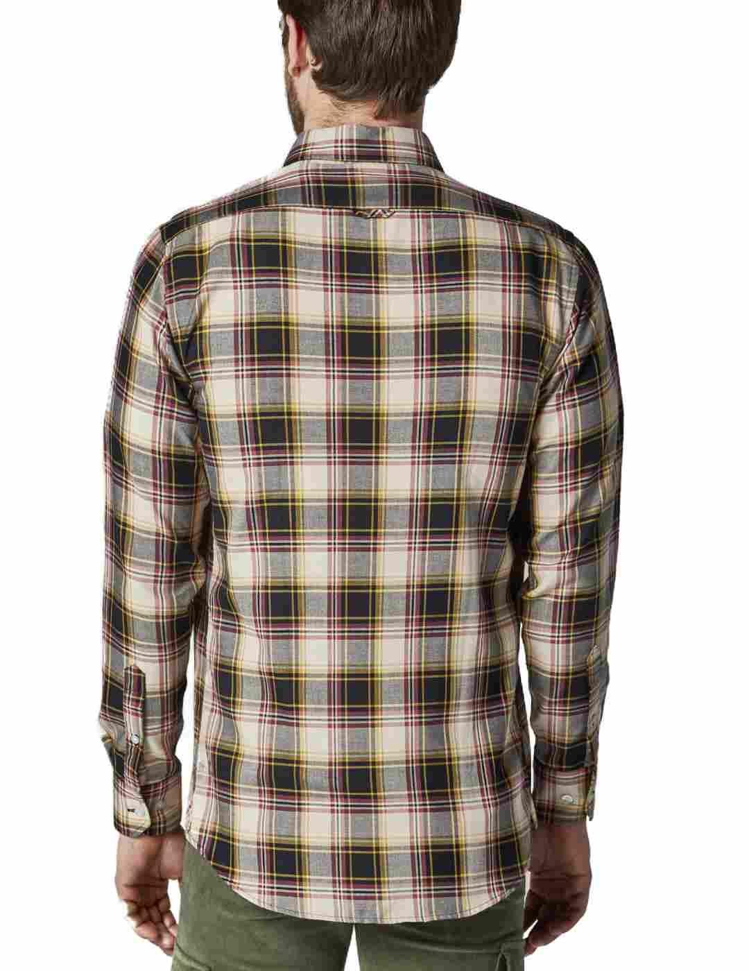 Camisa Altonadock de cuadros beige rojo y negro para hombre