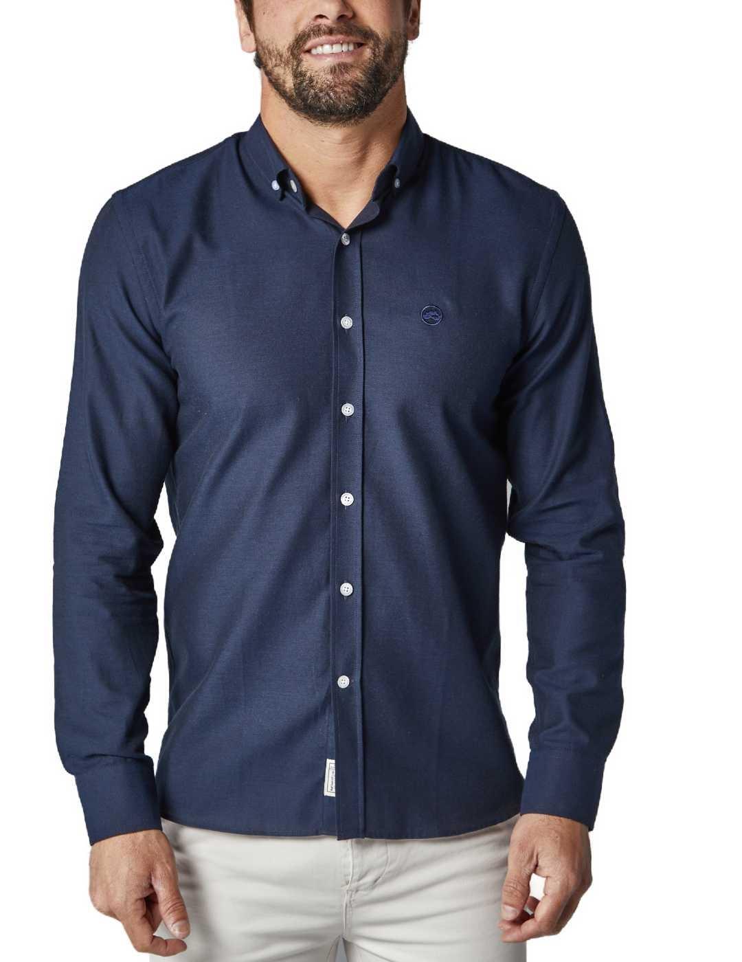 Camisa Altonadock lisa azul marino Slim fit para hombre