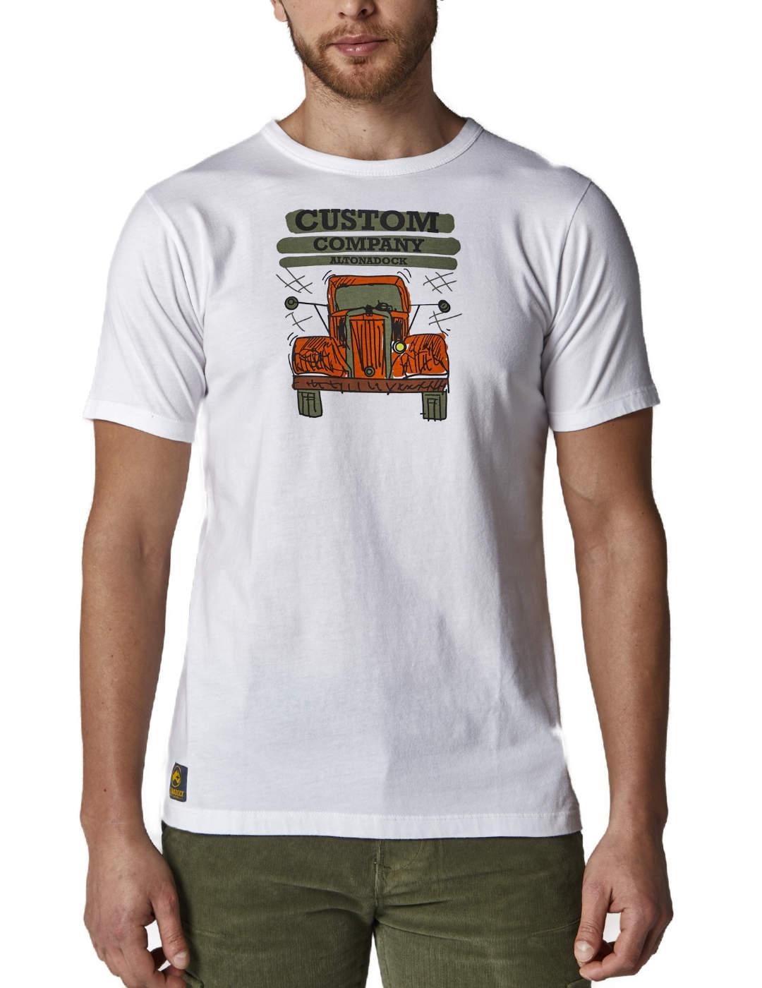 Camiseta Altonadock blanca dibujo coche para hombre