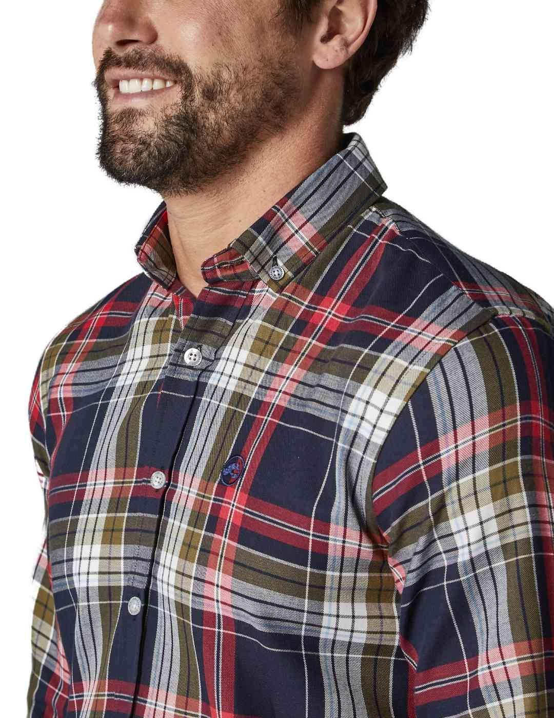Camisa Altonadock cuadros rojo azul y verde para hombre