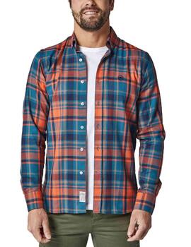 Camisa Altonadock de cuadros azul y naranja de hombre