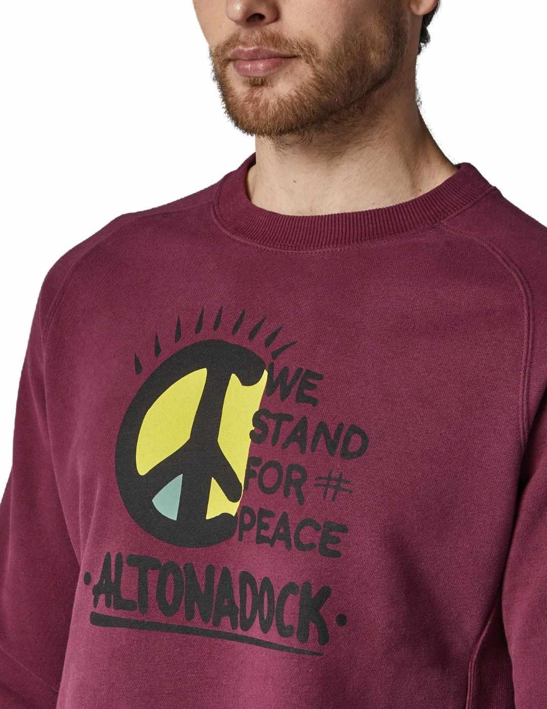 Sudadera Altonadock granate dibujo peace para hombre