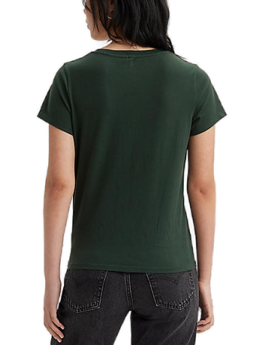 Camiseta Levi´s manga corta y cuello pico verde de mujer