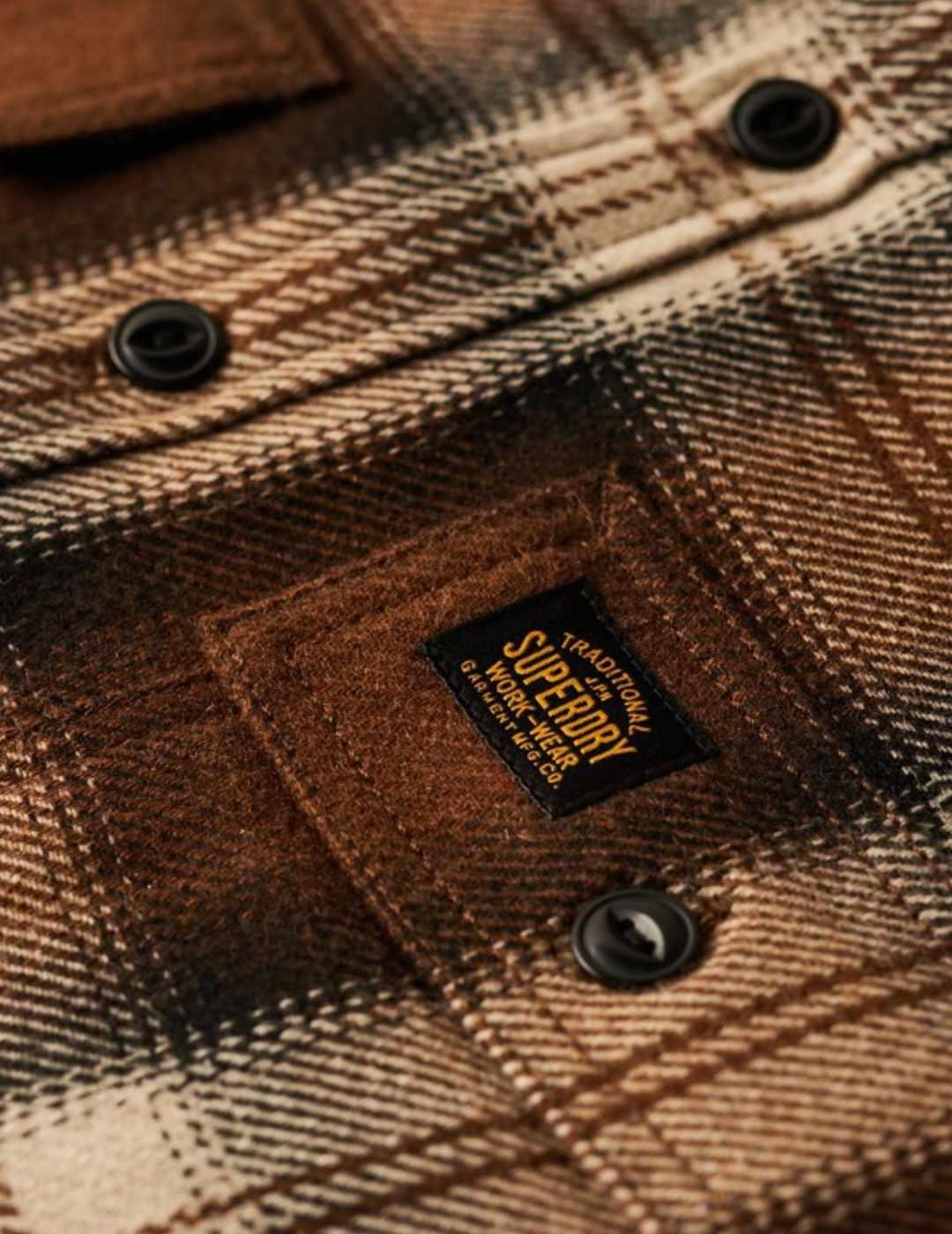 Sobrecamisa Superdry Wool Muller marrón hombre