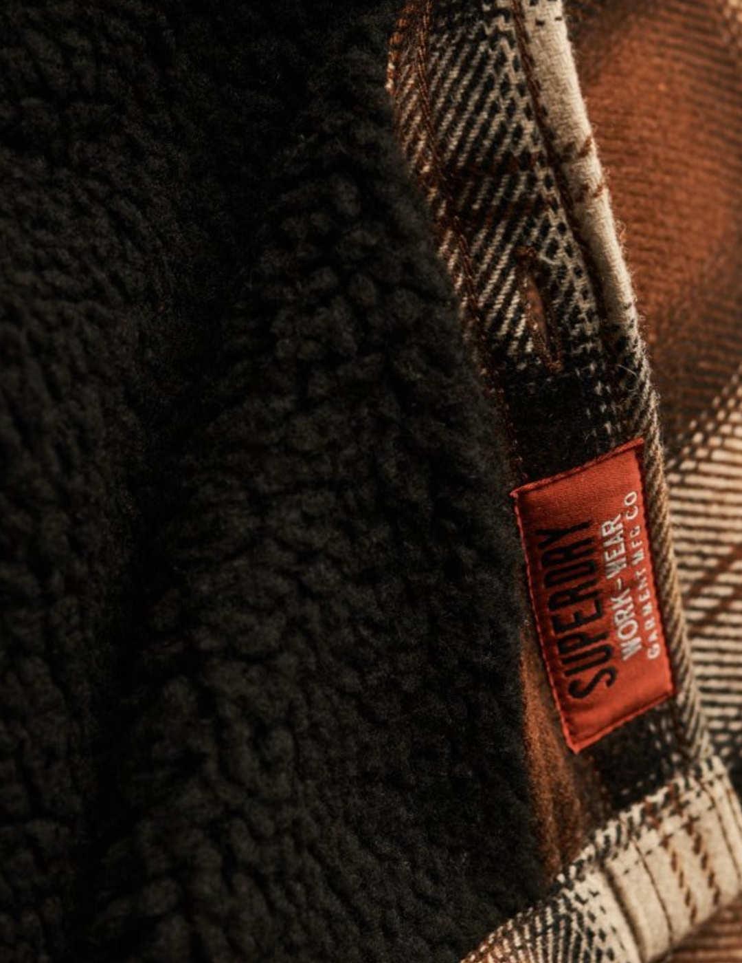 Sobrecamisa Superdry Wool Muller marrón hombre