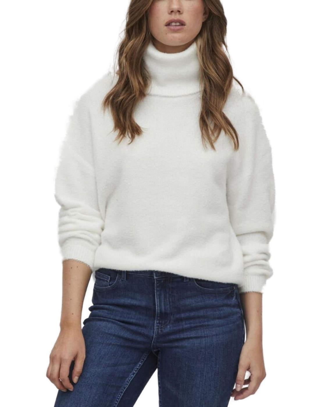 Jersey Vila Juli blanco cuello vuelto para mujer