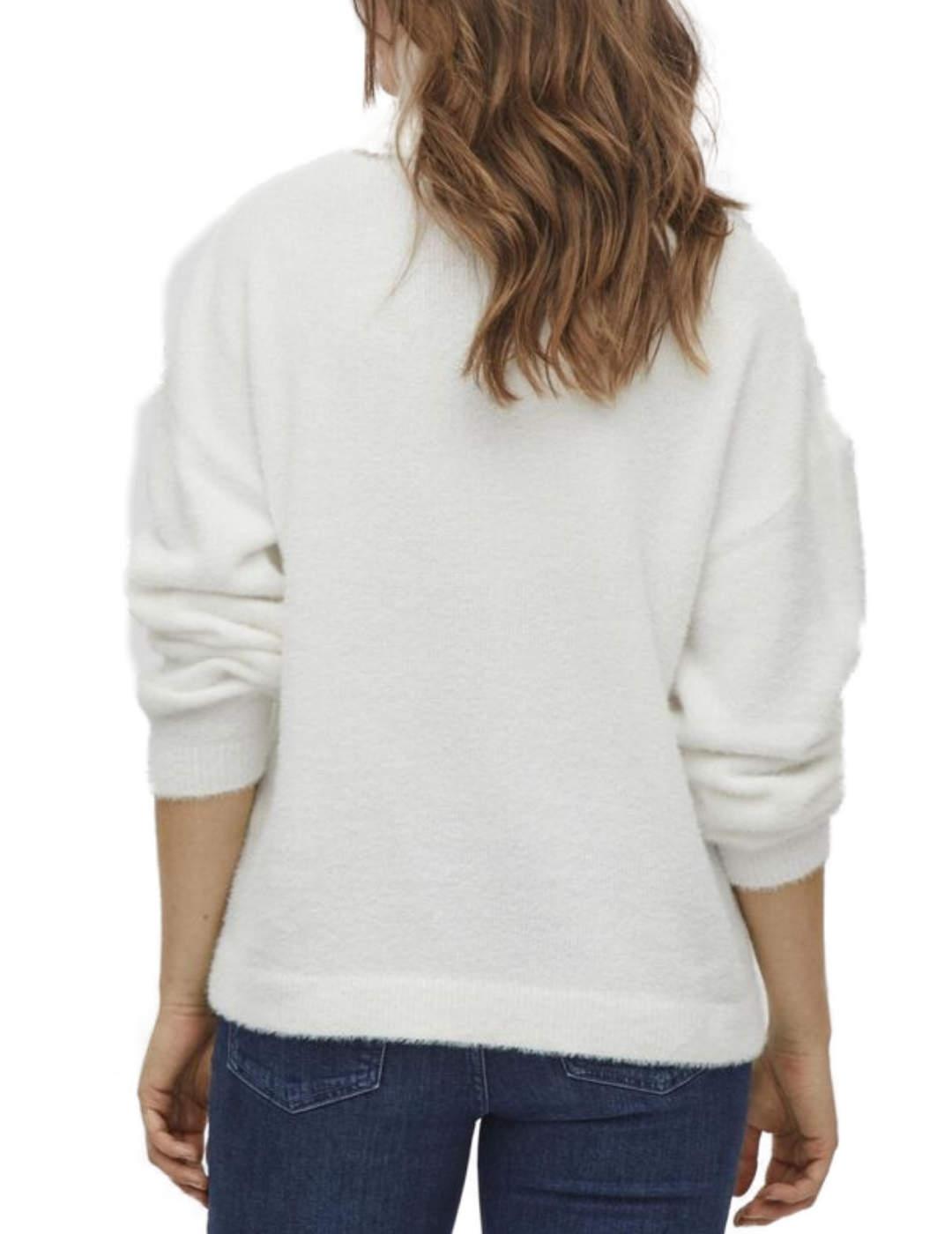 Jersey Vila Juli blanco cuello vuelto para mujer