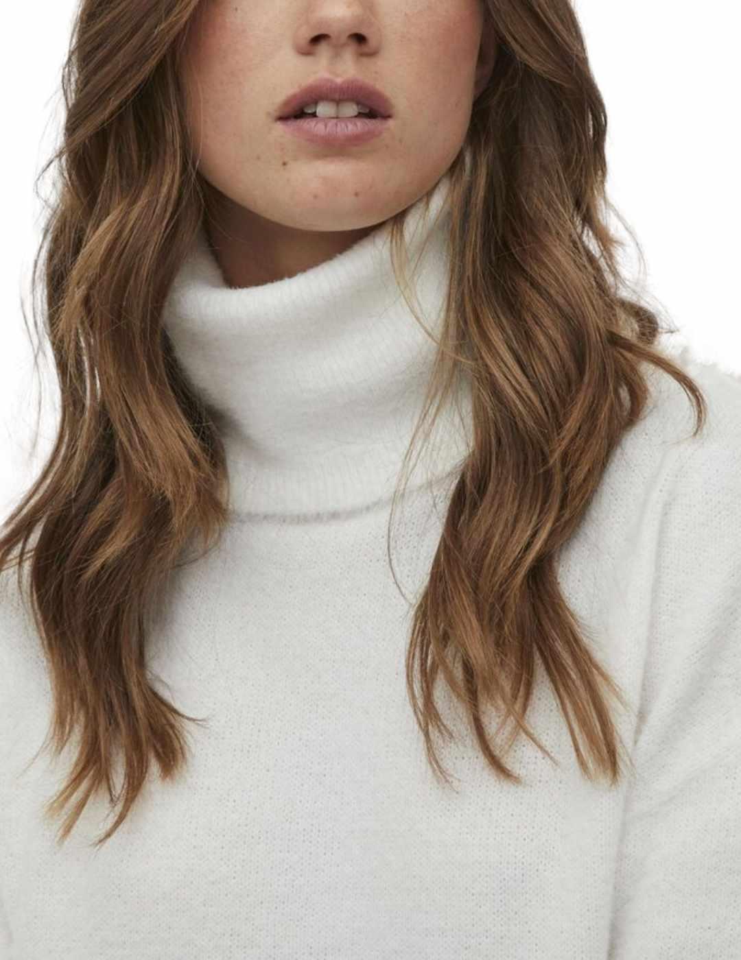 Jersey Vila Juli blanco cuello vuelto para mujer