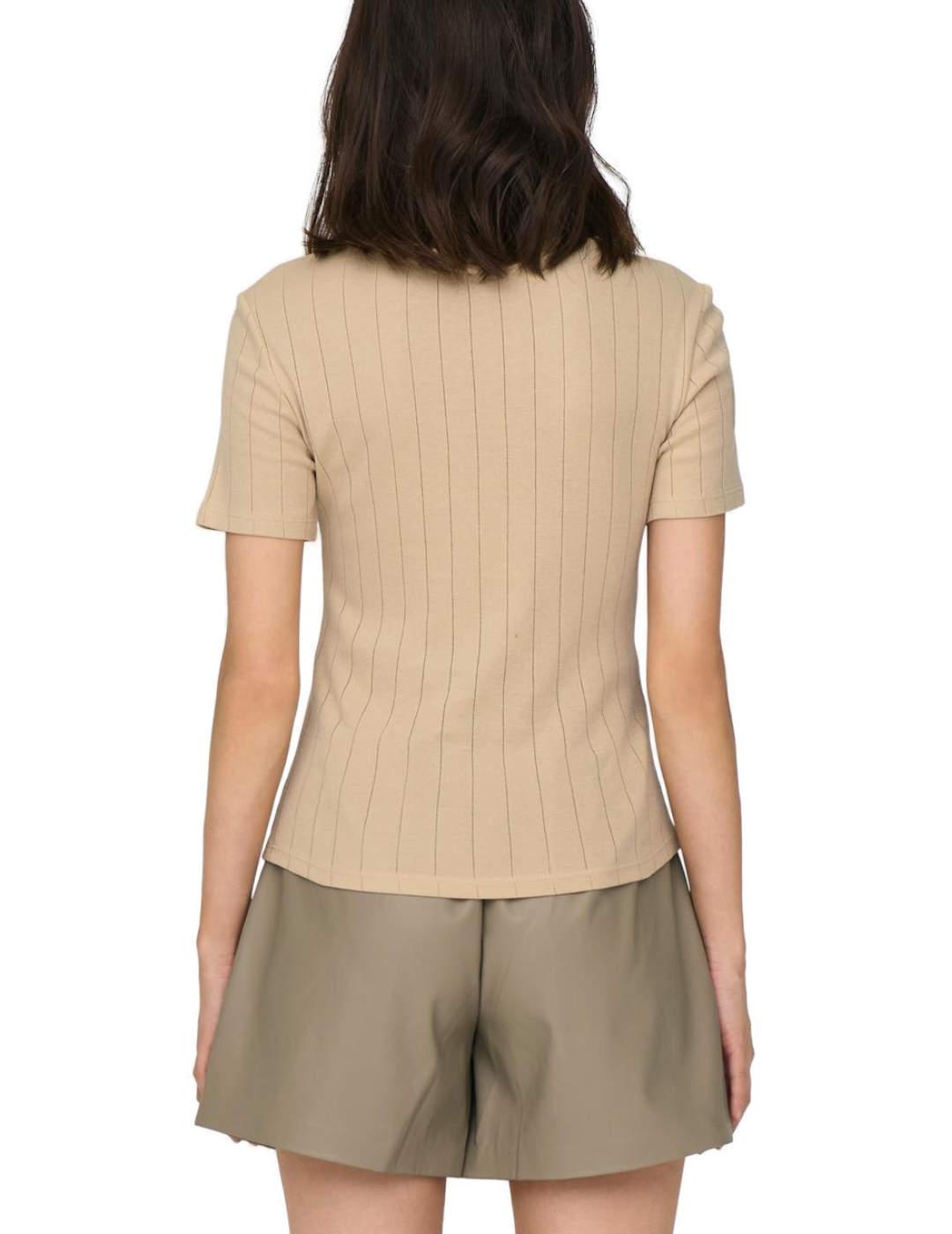 Camiseta Only Lisa beige manga corta para mujer