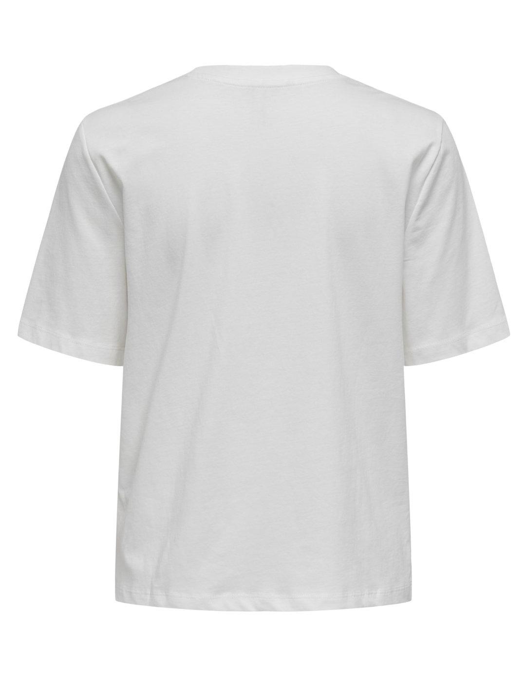 Camiseta Only Sally blanco perlas manga corta para mujer