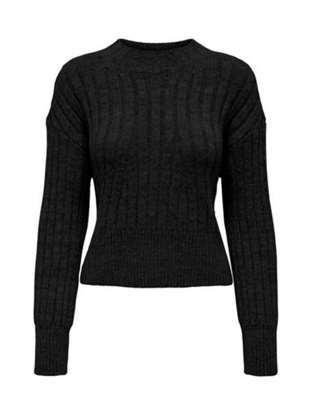 Jersey manga larga con cuello alto negro mujer