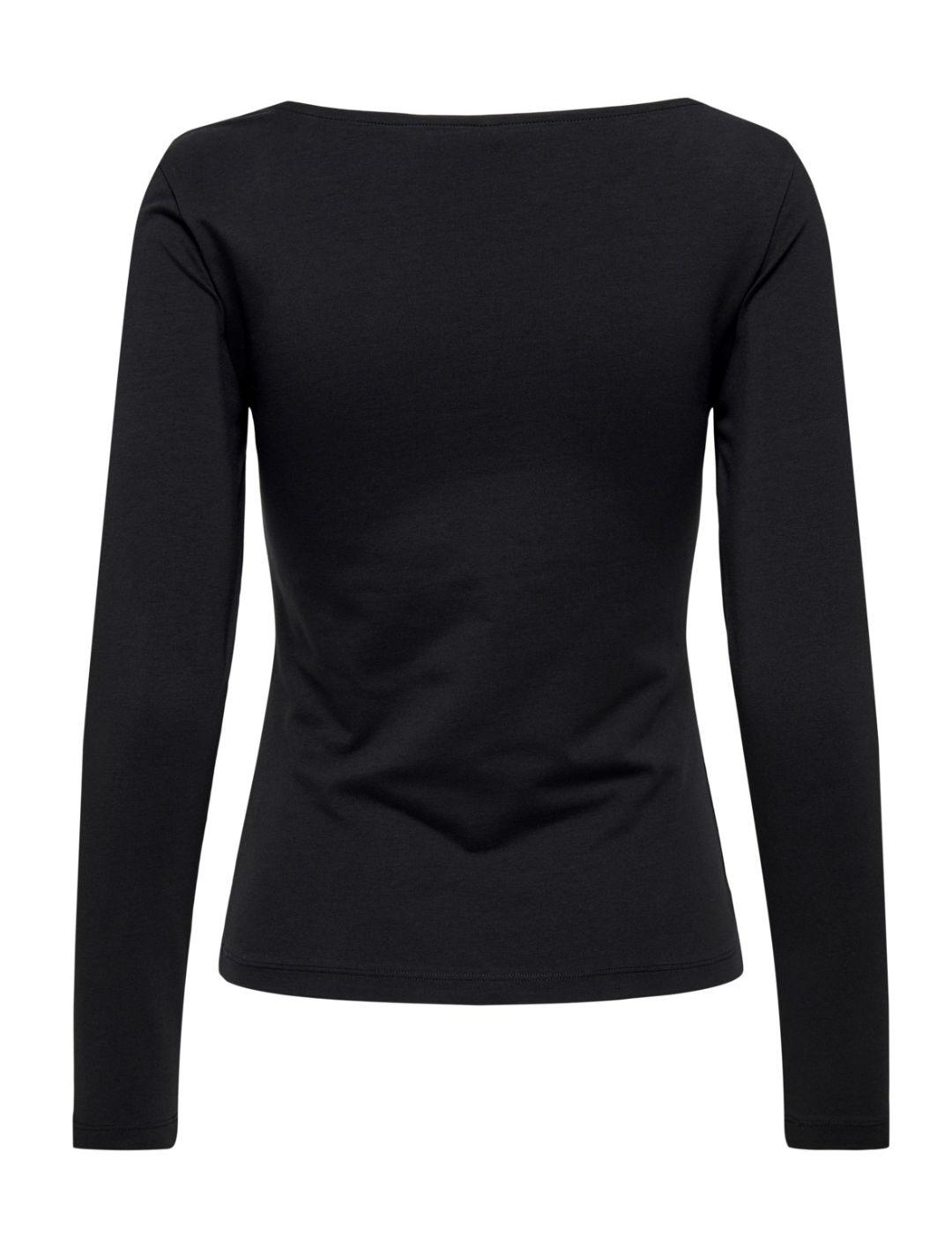 Camiseta Only Lopi negra escote asimétrico para mujer