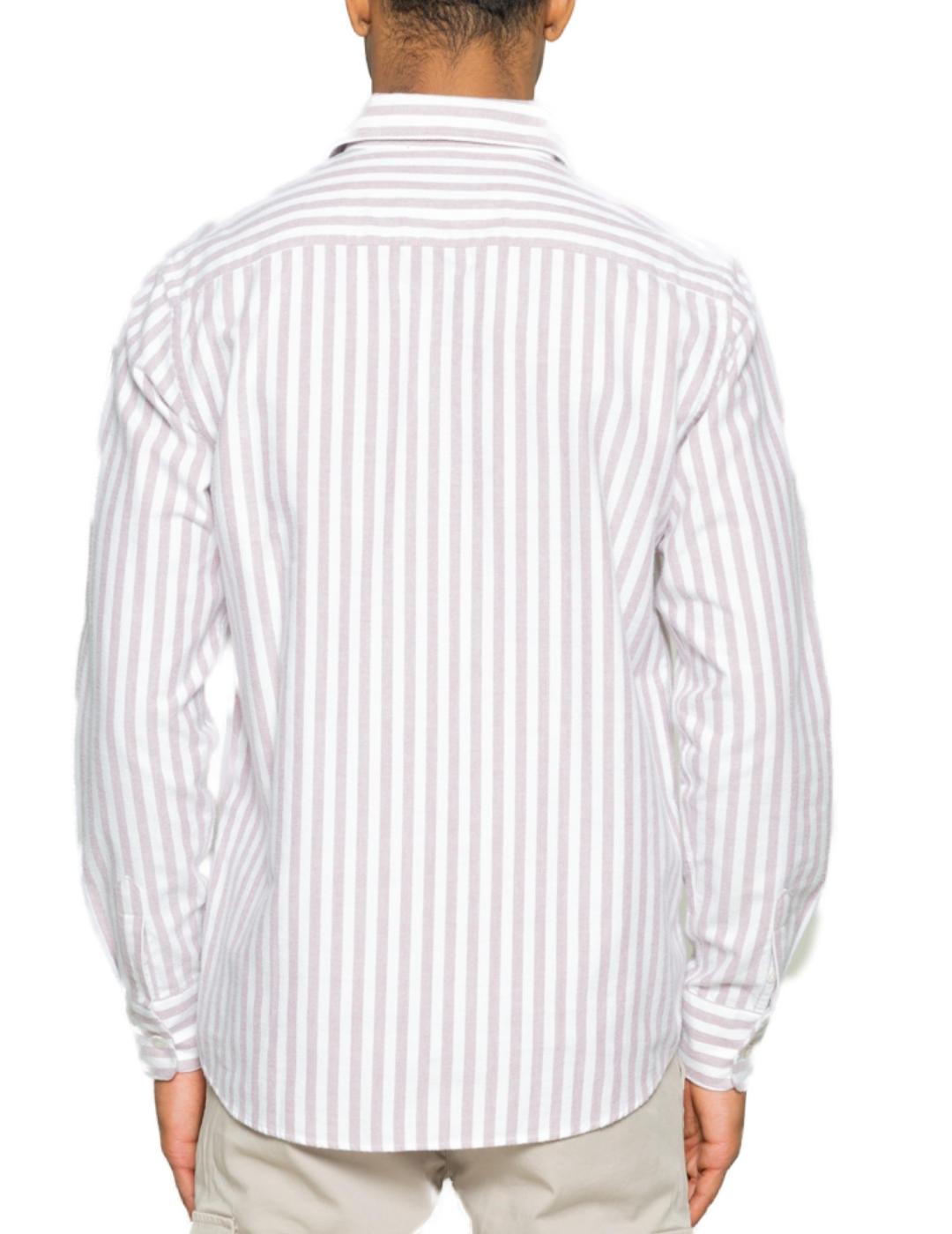 Camisa Scotta polera stripes burdeos y blanca de hombre