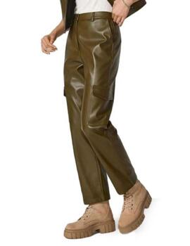 Pantalón Only Kim cargo cuero verde para mujer