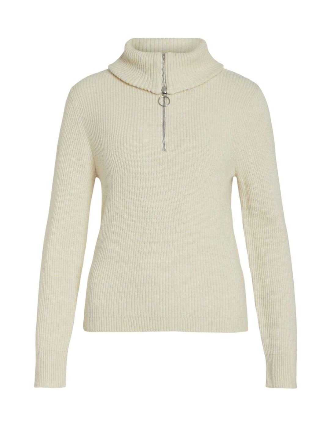 Jersey Vila Ril cremallera beige cremallera para mujer