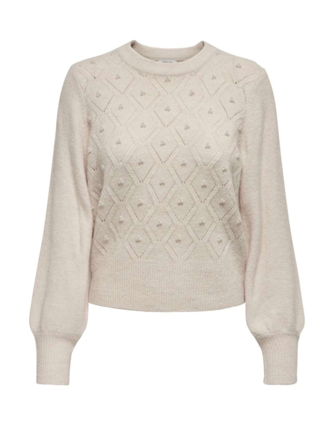 Jersey Only Leandre beige perlas para mujer